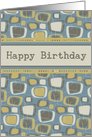 Business from all of us Happy Birthday Card - Blue Retro card