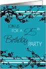 25th Birthday Party Invitation Card - Turquoise and Black Floral card