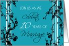 10th Anniversary Party Invitation Card - Turquoise and Black Floral card