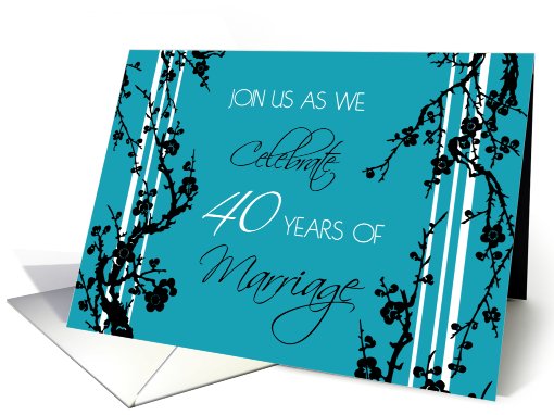 40th Anniversary Party Invitation Card - Turquoise and... (655920)