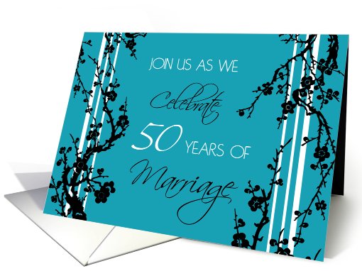 50th Anniversary Party Invitation Card - Turquoise and... (655923)