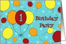 1st Birthday Party Invitation Card - Colorful Balloons card