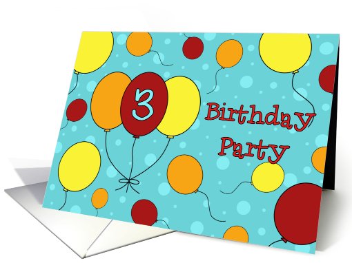 3rd Birthday Party Invitation Card - Colorful Balloons card (656028)