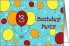 3rd Birthday Party Invitation Card - Colorful Balloons card