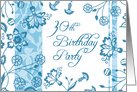 30th Birthday Party Invitation Card - Blue Floral card