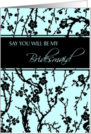 Bridesmaid Friend Invitation Card - Turquoise and Black Floral card