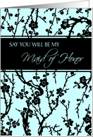 Maid of Honor Best Friend Invitation Card - Turquoise and Black Floral card