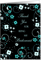 Bridesmaid Thank You Card - Turquoise and Black Floral card