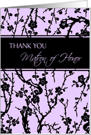 Matron of Honor Aunt Thank You Card - Purple and Black Floral card