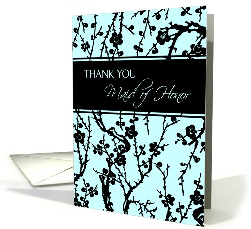 Thank You Niece Maid of Honor Card - Turquoise and Black Floral card