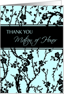 Thank You Matron of Honor Card - Turquoise and Black Floral card