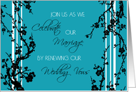 Wedding Vow Renewal Invitation Card - Turquoise and Black Floral card