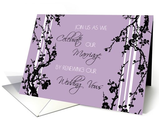 Wedding Vow Renewal Invitation Card - Purple and Black Floral card