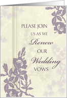 Wedding Vow Renewal Invitation Card - Beige Purple Floral card