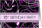 18th Birthday Party Invitation Card - Purple Swirls card