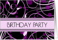 Birthday Party Invitation Card - Purple Swirls card