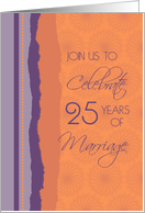 25th Wedding Anniversary Invitation Card - Purple & Orange card