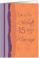 15th Wedding Anniversary Invitation Card - Purple & Orange card