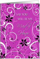 Maid of Honor Best Friend Invitation Card - Pink Black Swirls card