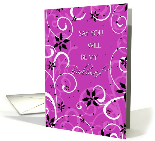Bridesmaid Sister Invitation Card - Pink Black Swirls card (661728)