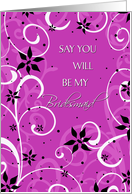 Bridesmaid Friend Invitation Card - Pink Black Swirls card