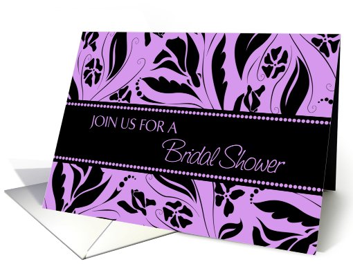 Bridal Shower Invitation Card - Purple Black Floral card (662400)