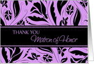 Thank You Matron of Honor Friend Card - Purple Black Floral card