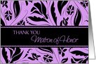 Thank You Matron of Honor Card - Purple Black Floral card