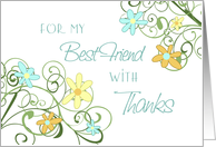 Thank You Maid of Honor Best Friend Card - Garden Flowers Floral card