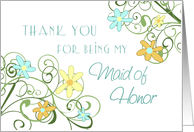 Thank You Maid of Honor Card - Garden Flowers Floral card