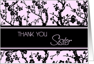 Thank You Matron of Honor Sister Card - Pink and Black Floral card