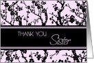 Thank You Matron of Honour Sister Card - Pink and Black Floral card