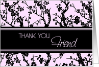 Thank You Matron of Honor Friend Card - Pink and Black Floral card