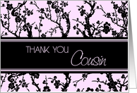 Thank You Maid of Honor Cousin Card - Pink and Black Floral card