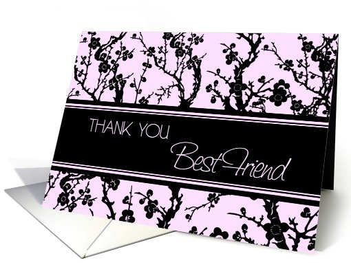 Thank You Bridesmaid Best Friend Card - Pink and Black Floral card