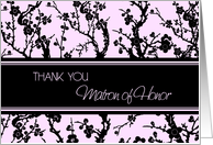 Thank You Matron of Honor Card - Pink and Black Floral card