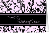 Thank You Matron of Honor Aunt Card - Pink and Black Floral card