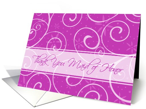 Thank You Maid of Honor Best Friend Card - Pink Swirls card (663238)