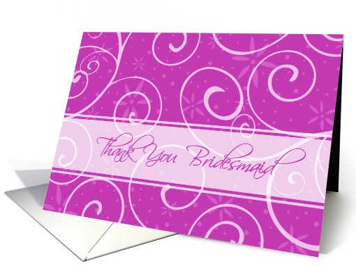 Thank You Bridesmaid Sister in Law Card - Pink Swirls card (663240)