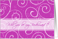 Bridesmaid Friend Invitation Card - Pink Swirls card