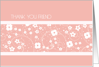 Maid of Honor Friend Thank You Card - Pink White Flowers card