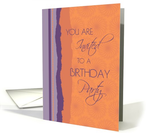 Birthday Party Invitation- Orange and Purple card (665901)
