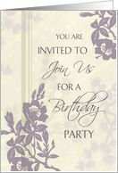 Birthday Party Invitation- Purple Beige Floral card