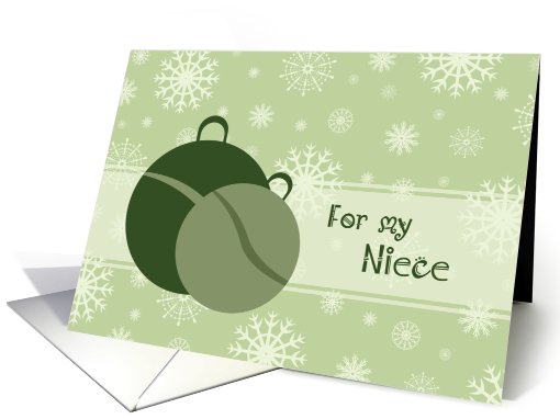 Happy Holidays for Niece Card - Green Snow and Ornaments card (666076)