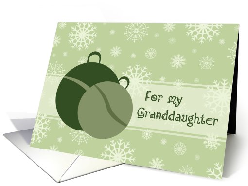 Happy Holidays for Granddaughter Card - Green Snow and Ornaments card
