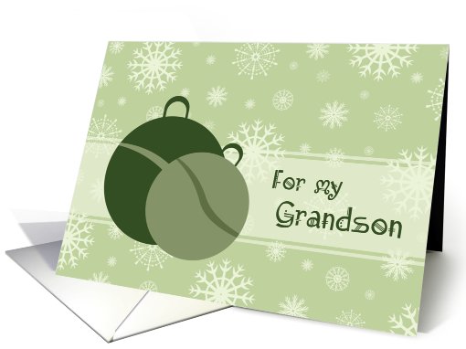 Happy Holidays for my Grandson Card - Green Snow and Ornaments card