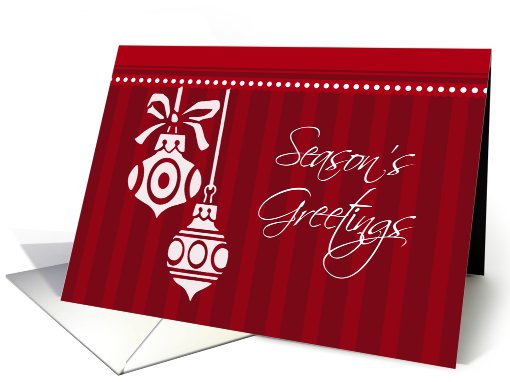 Season's Greetings Employee Christmas Card - Red and White... (666417)