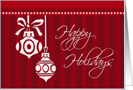 Happy Holidays Christmas Card - Red and White Ornaments card