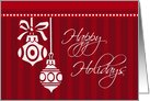 Happy Holidays from Both of Us Christmas Card - Red and White Ornaments card