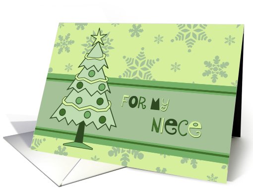 Merry Christmas for Niece Card - Green Christmas Tree and... (667177)